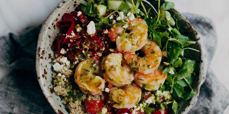 bowl quinoa camarao