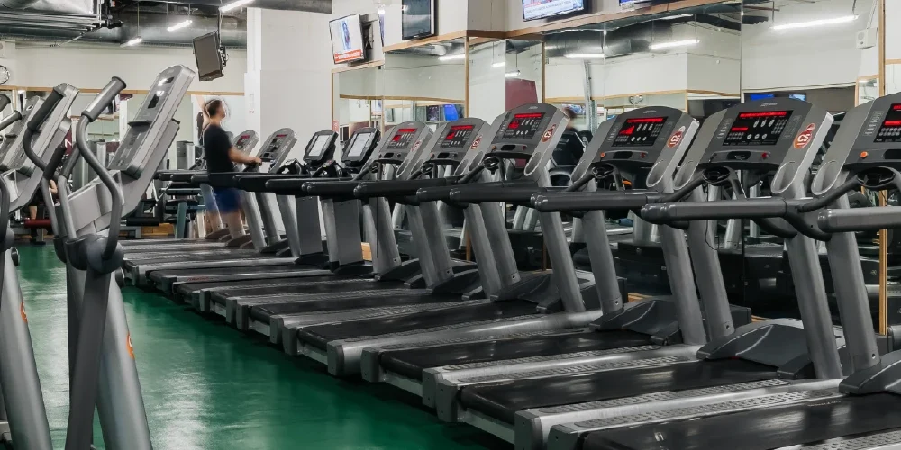 Ginásio-Solinca-PortoPalácio Sala de treino cardiovascular com passadeiras, bicicletas e elípticas do Ginásio Solinca Porto Palácio